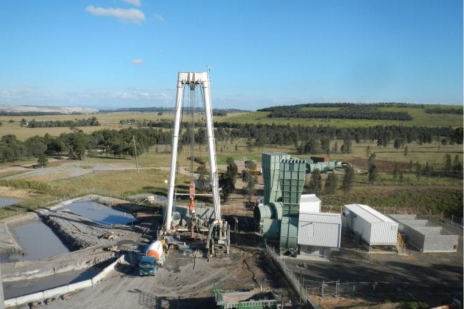 Birds view of bllind bore drill rig onsite